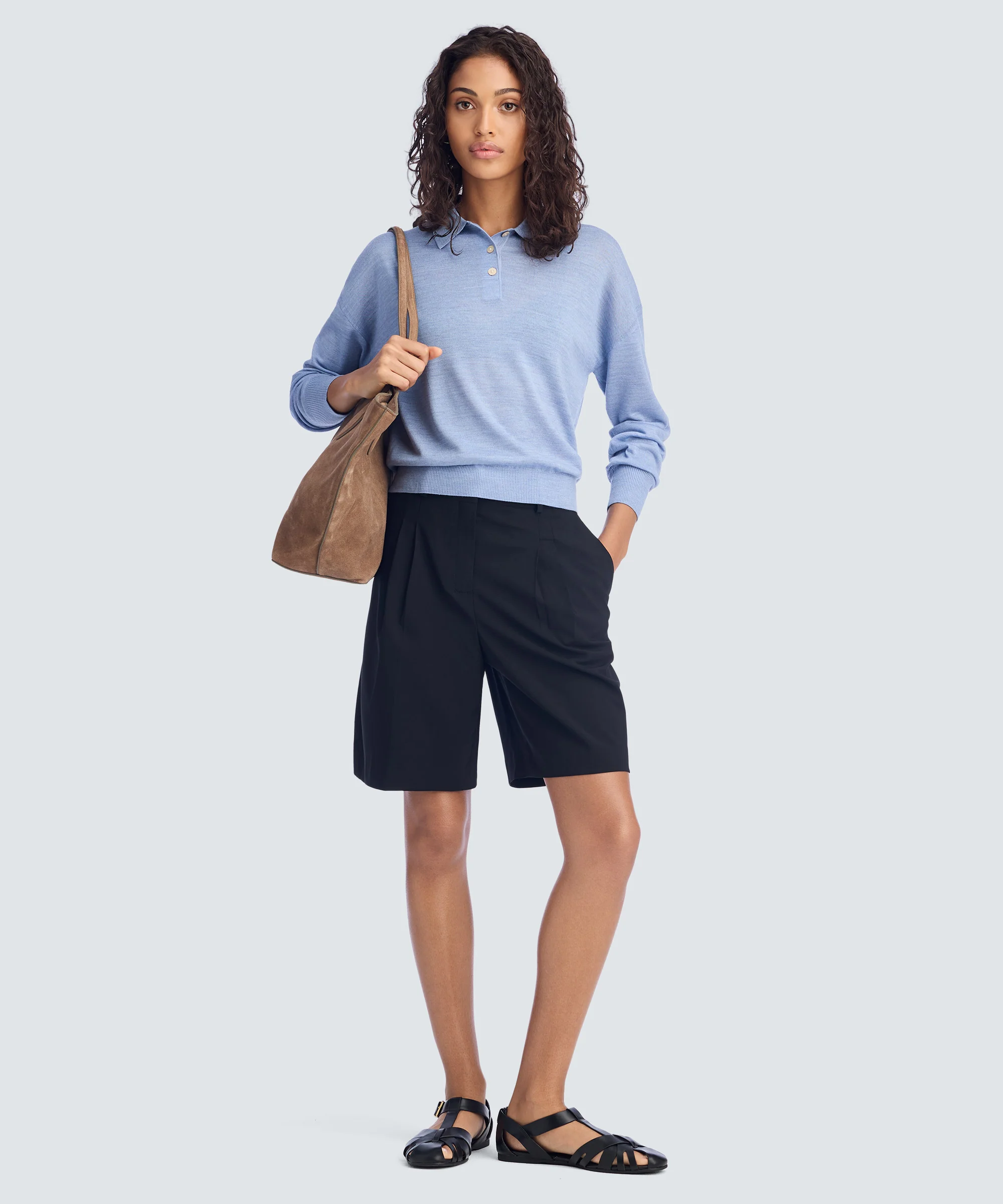 Women’s Long Sleeve Fine Knit Polo - Image 8